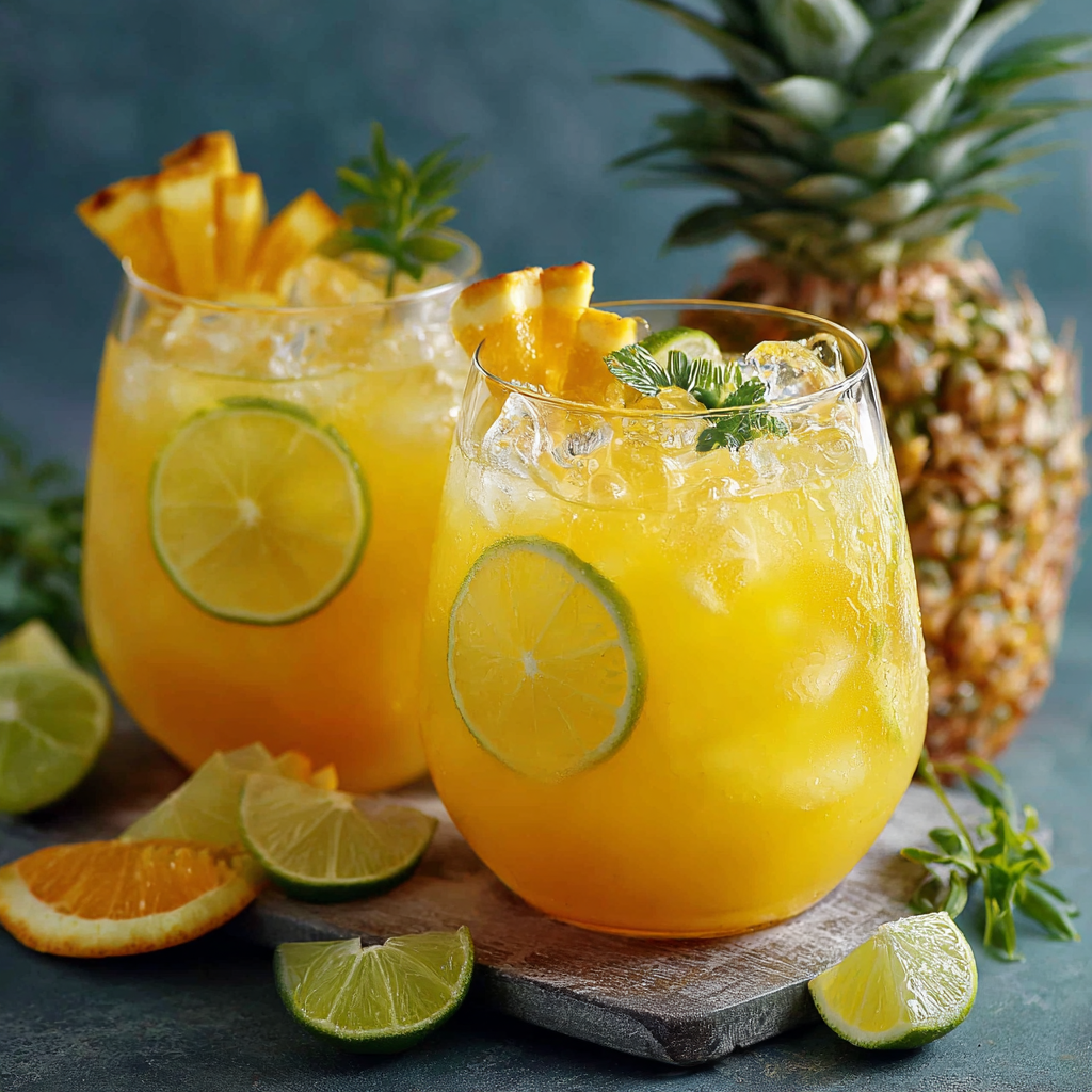 Sparkling Pineapple Lemonade Tropical Punch: The “Carbonated-Citrus” Refreshment
