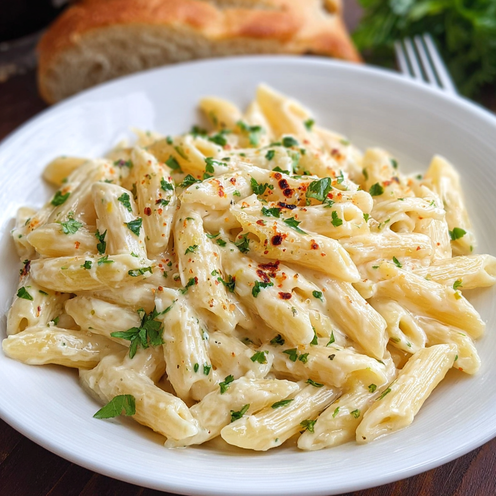 Creamy Garlic Penne Pasta: The “Emulsified Sauce” Technique