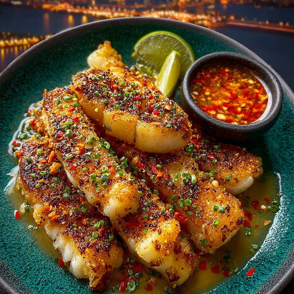 Garlic Butter Cod Strips with Sweet Chili Lime Sauce 🐟🧄🧈🍋