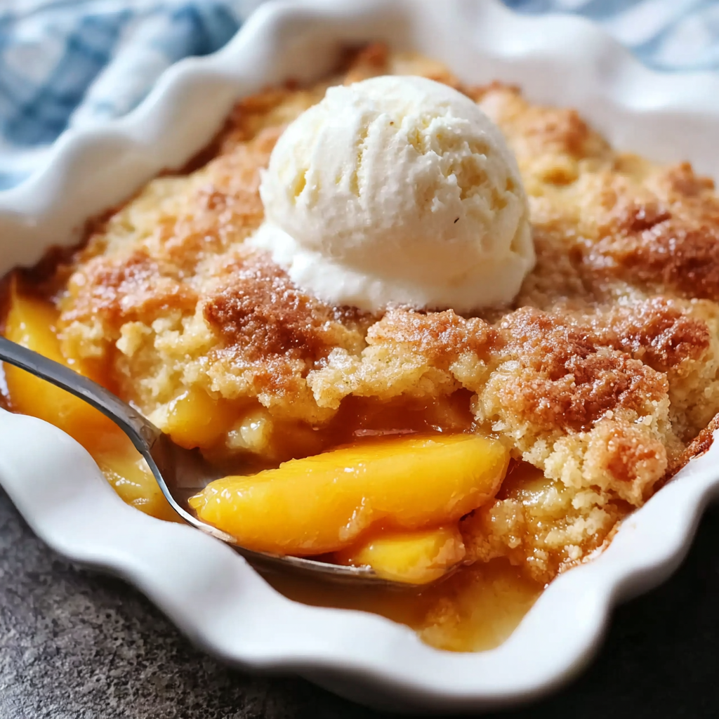 Easy Peach Cobbler with Canned Peaches 🍑🥧✨