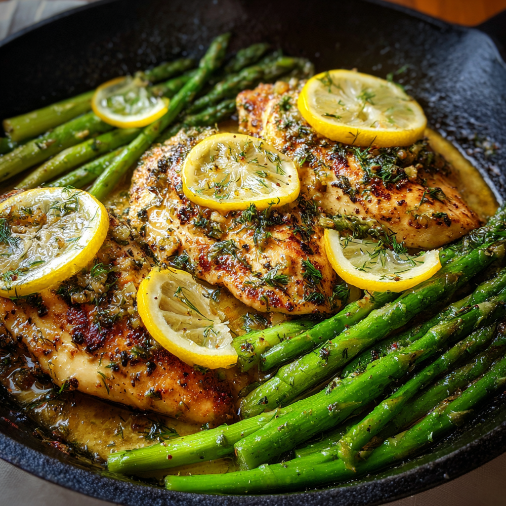 Lemon & Dill Butter Garlic Chicken with Asparagus 🍋🧄🌿