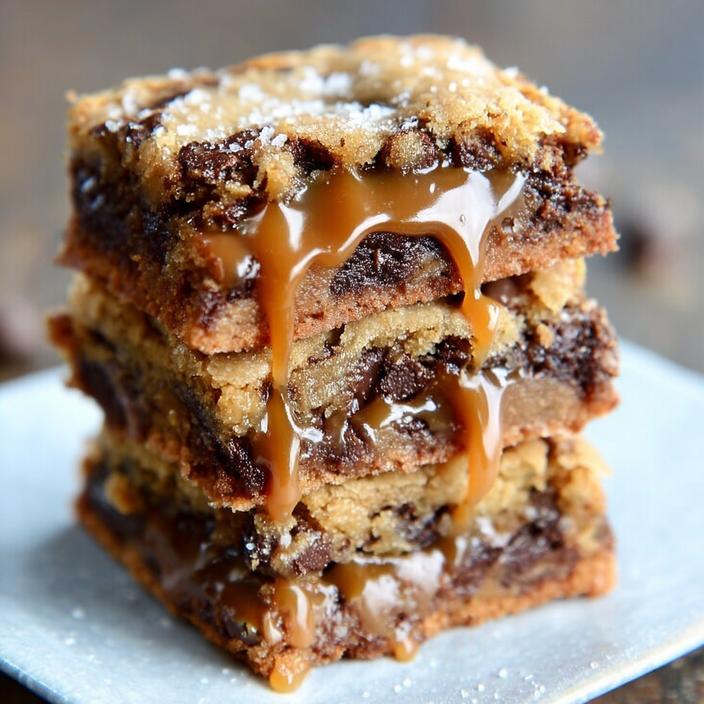 Gooey Salted Caramel Chocolate Chip Cookie Bars 🍪🍫🧂 (Soft, Rich & Irresistible)