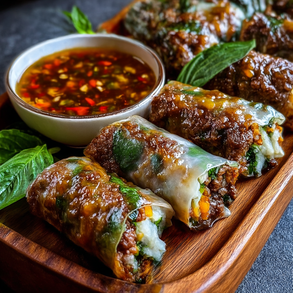 Thai Basil Beef Rolls