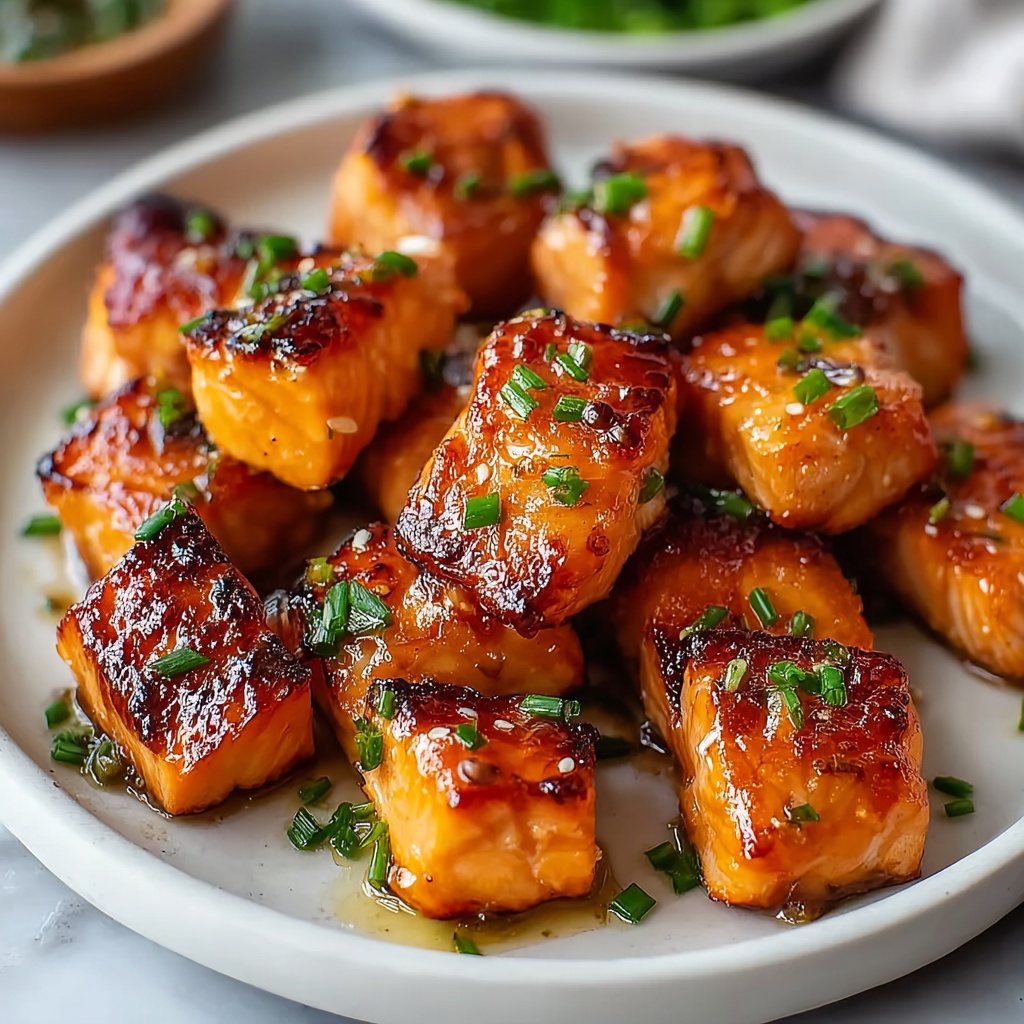 Crispy Air Fryer Honey Garlic Salmon Bites 🍯🐟✨