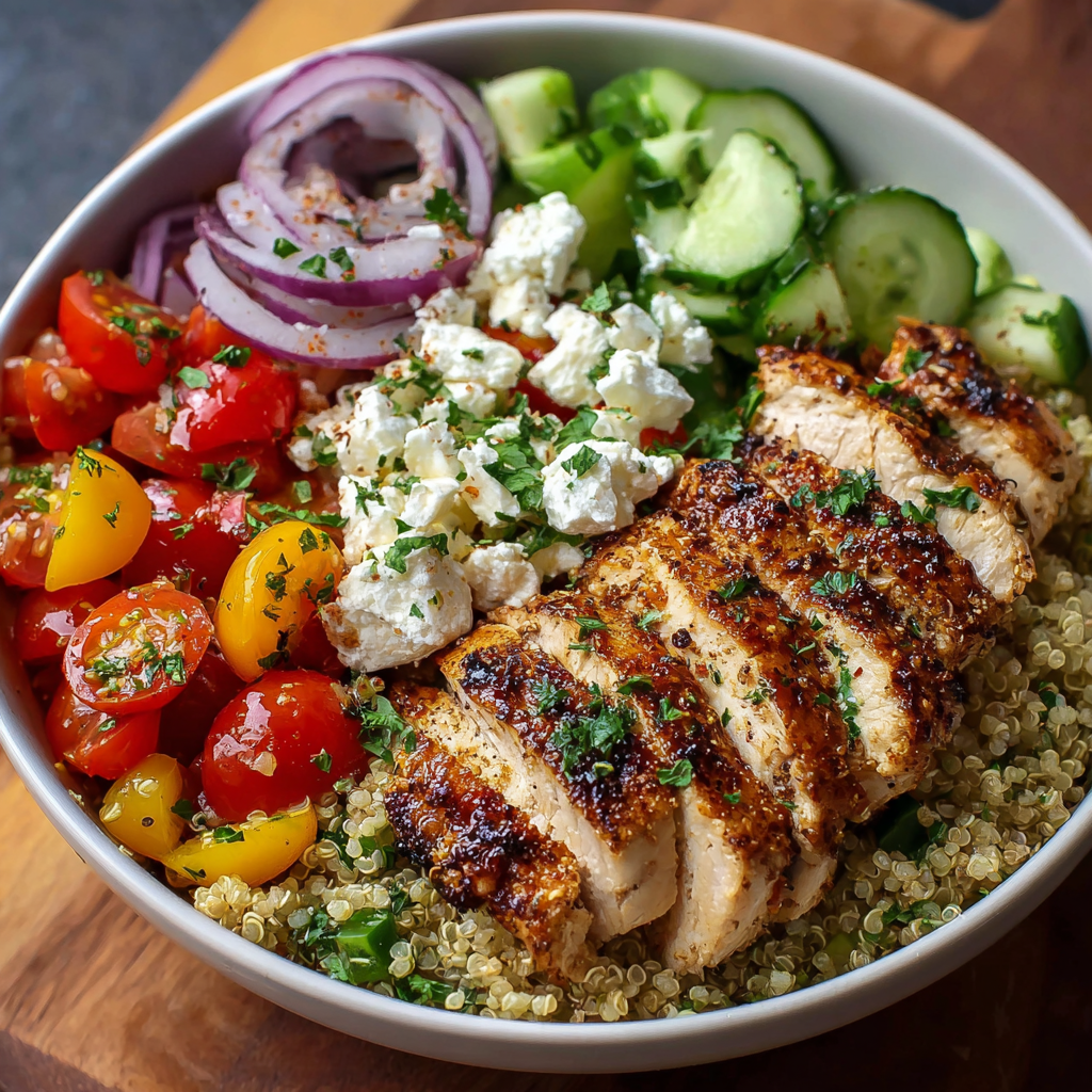 Greek Chicken Quinoa Bowl 🥗🍗🇬🇷